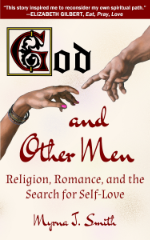 “God and Other Men” book cover with a take-off on Michelangelo’s “Creation of Adam” painting, substituting a woman’s hand for Adam’s.