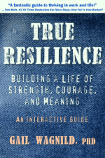 “True Resilience” book cover with scuffed text on a faded denim background